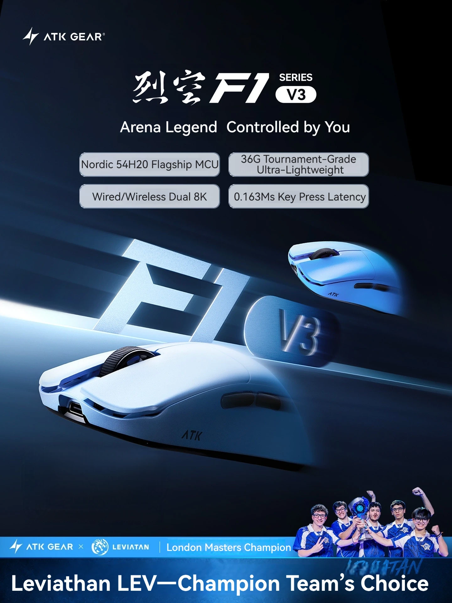 Esports Gaming Brands - Mouse Inalámbrico para Juegos ATK F1
