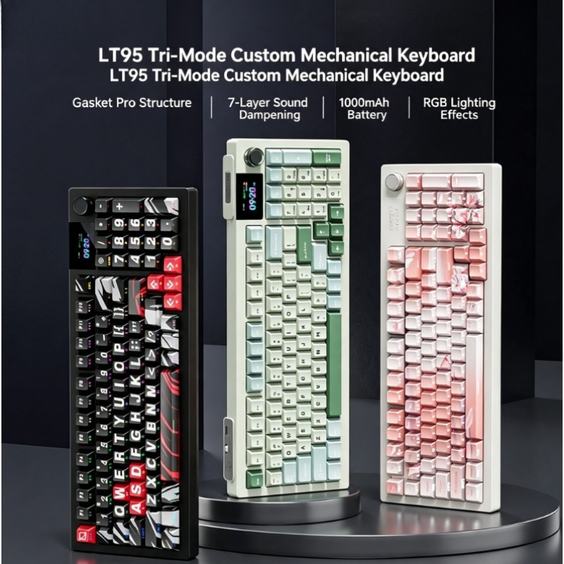 Esports Gaming Setup - Teclado Mecánico Tri-modo LT95, Diseño Elegante,